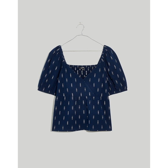 Madewell Jacquard Puff-Sleeve Empire Top - Picture 6 of 11